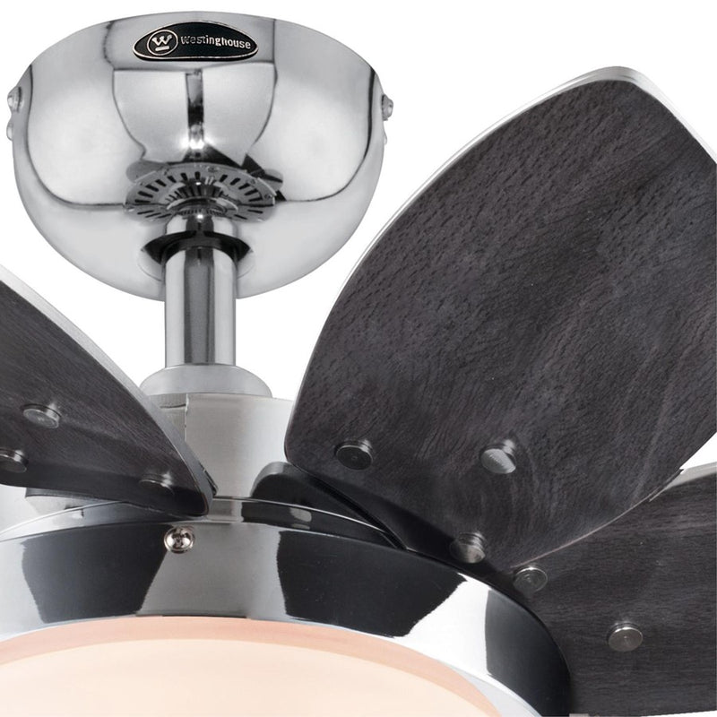Westinghouse Quince 6 Blade 24" Ceiling Fan, LED Light, Chrome/Wengue
