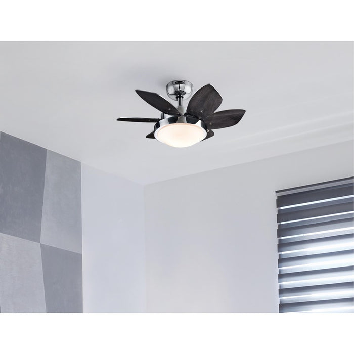 Westinghouse Quince 6 Blade 24" Ceiling Fan, LED Light, Chrome/Wengue