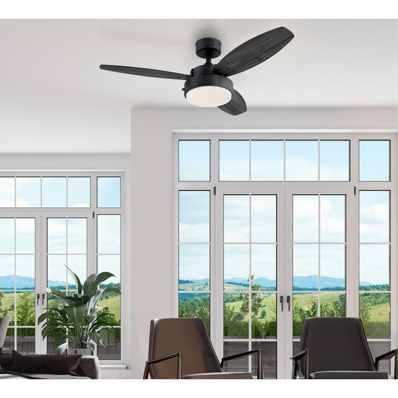 Westinghouse Alloy 3Bld 42" Ceiling Fan, LED Light, Black/Charcoal