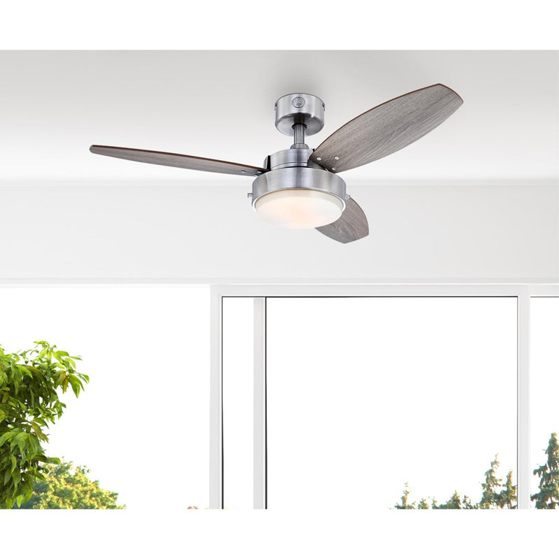 Westinghouse Alloy 3Bld 42" Ceiling Fan, LED Light, Nickel/Oak