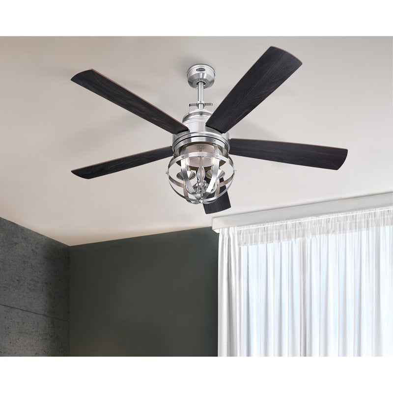 Westinghouse Stella Mira 52in 5-Blade Ceiling Fan | Vintage Brushed Nickel and Wengue Plywood Blades | Living Room & Bedroom | Model 7305700