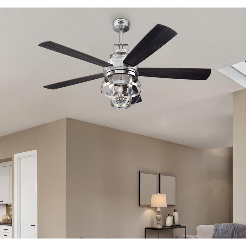 Westinghouse Stella Mira 52in 5-Blade Ceiling Fan | Vintage Brushed Nickel and Wengue Plywood Blades | Living Room & Bedroom | Model 7305700