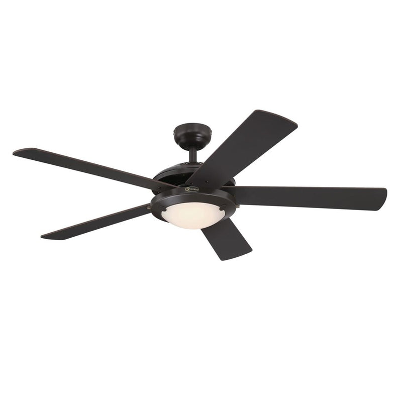 Westinghouse Comet 52in 5-Blade Low-Profile Ceiling Fan | Transitional Espresso and Frosted Glass LED | Living Room & Bedroom | Model 7307200