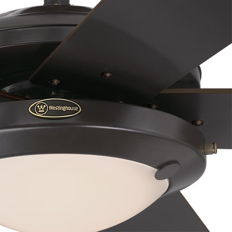 Westinghouse Comet 52in 5-Blade Low-Profile Ceiling Fan | Transitional Espresso and Frosted Glass LED | Living Room & Bedroom | Model 7307200