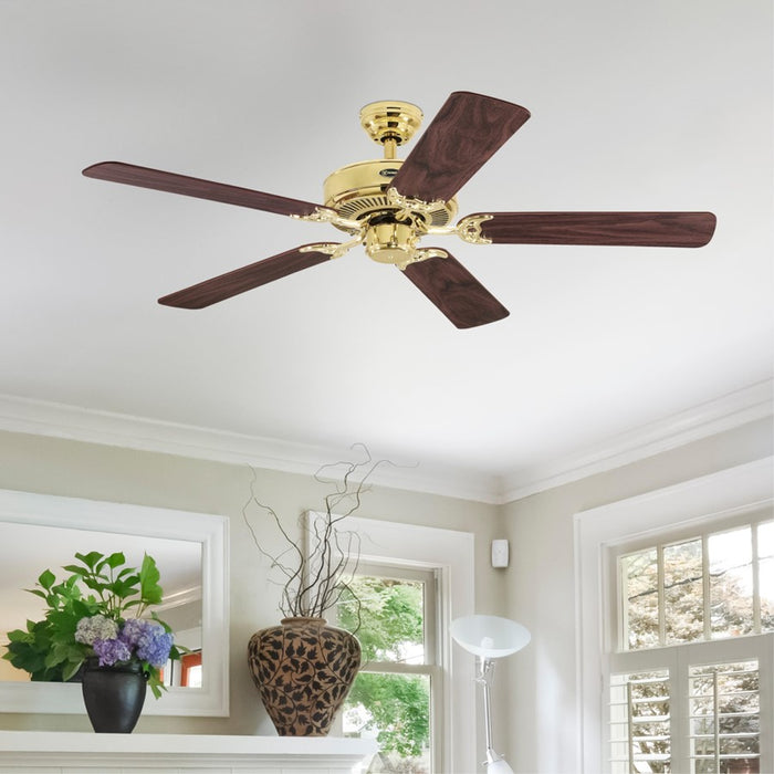Westinghouse Contractor Choice 5Bld 52" Ceiling Fan, Brass/Walnut