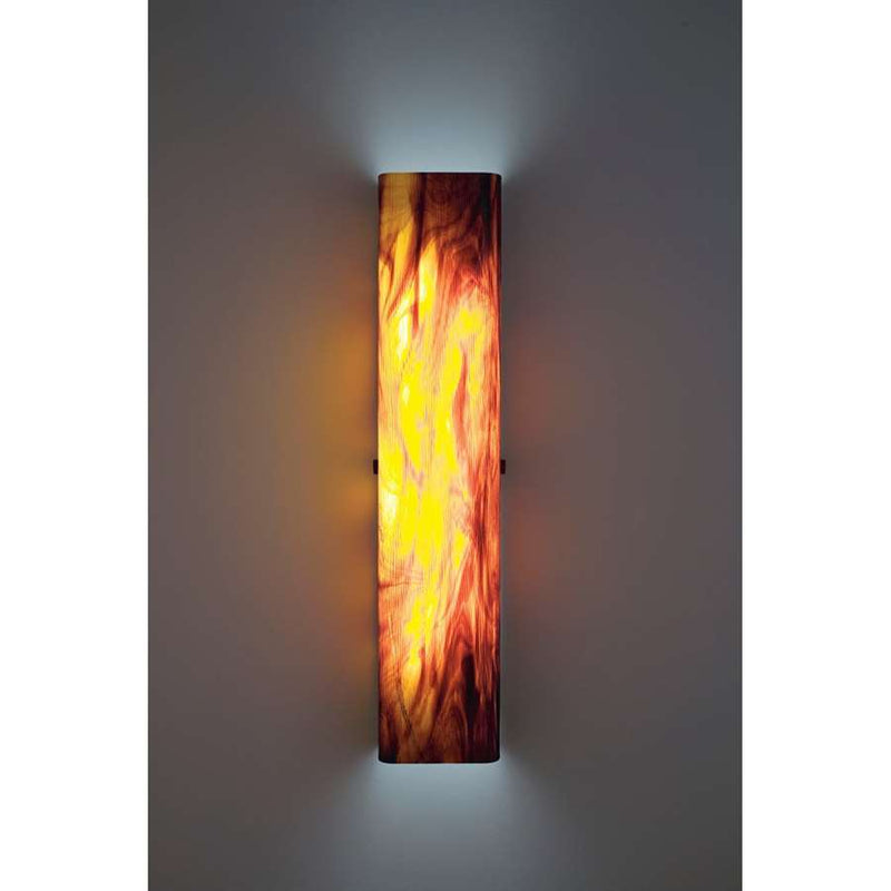 WPT Design Channel 28in 2-Light Wall Sconce | Silver and Root Beer Glass | Hallway & Bedroom Accent | 6 x 4 x 28 in | Model CHAN-STD-SV-RB