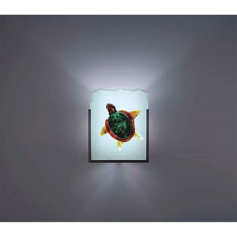 WPT Design FN1 10in Bronze Wall Sconce | Amber Turtle Glass | Hallway & Bedroom Accent Light | 8 x 4 x 10 in | Model FN1-BZ-AT
