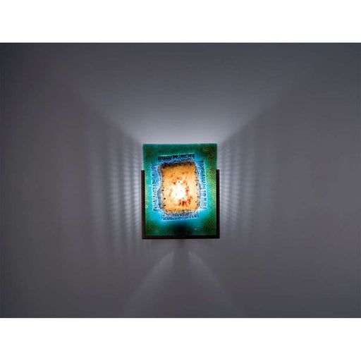 WPT Design FN 1-Light Wall Sconce | Stainless Steel and Green Mesh Glass | Hallway & Bedroom Accent | 8 x 4 x 10 in | Model FN1-SS-GM