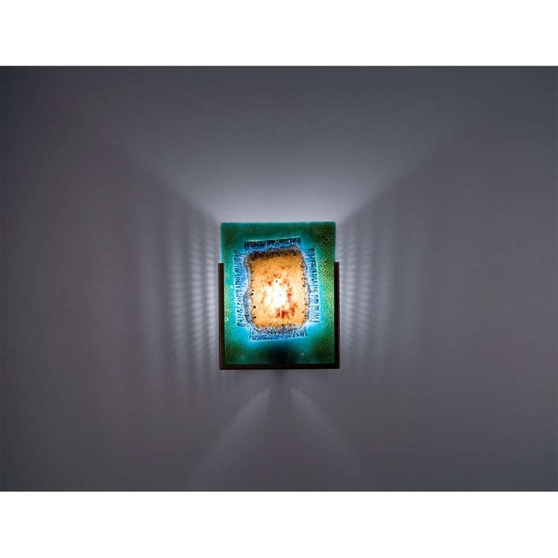 WPT Design FN 1-Light Wall Sconce | Stainless Steel and Green Turtle Glass | Hallway & Bedroom Accent | 8 x 4 x 10 in | Model FN1-SS-GT