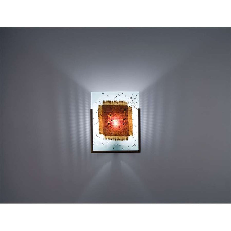 WPT Design FN 1-Light Wall Sconce | Stainless Steel and Mesh & Bits Glass | Hallway & Bedroom Accent | 8 x 4 x 10 in | Model FN1-SS-MB