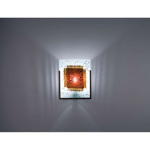 WPT Design FN 1-Light Wall Sconce | Stainless Steel and Mesh & Bits Glass | Hallway & Bedroom Accent | 8 x 4 x 10 in | Model FN1-SS-MB