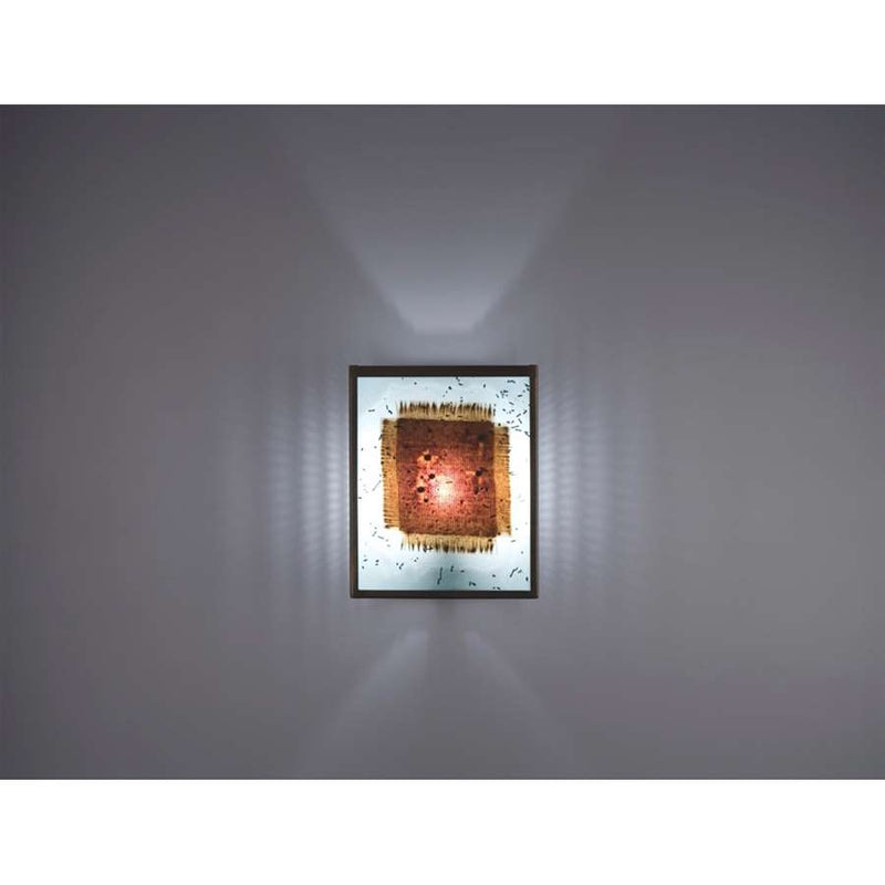 WPT Design FN 2-Light Bronze Wall Sconce | Handmade Mesh & Bits Art Glass | Hallway & Bedroom Accent | 8 x 4 x 10 in | Model FN2-BZ-MB-I