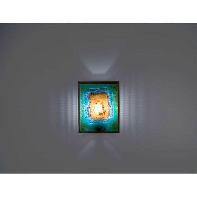 WPT Design FN 2 Silver Green Mesh Wall Sconce | Silver Powder Coated Steel and Art Glass | Hallway & Bedroom Accent | Model FN2-SV-GM-I