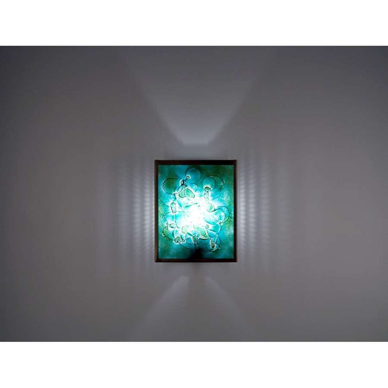 WPT Design FN 2-Light Silver Wall Sconce | Silver Powder Coated Steel and Blue Art Glass | Hallway & Bedroom Accent | Model FN2-SV-WB-I