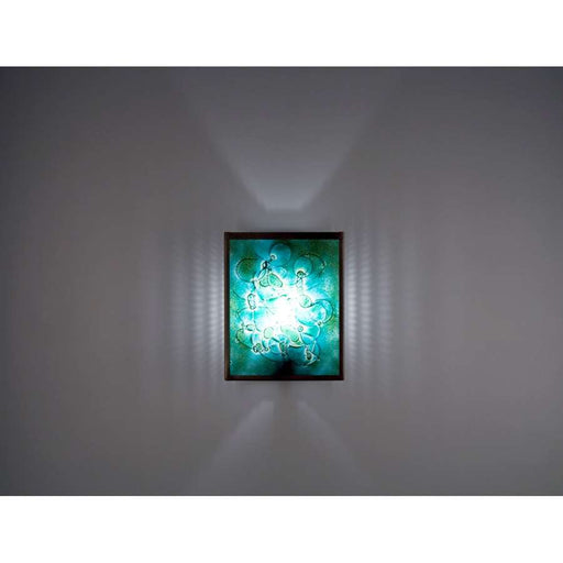 WPT Design FN 2-Light Silver Wall Sconce | Silver Powder Coated Steel and Blue Art Glass | Hallway & Bedroom Accent | Model FN2-SV-WB-I