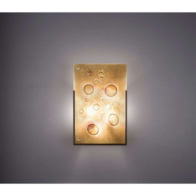 WPT Design FN Judy 2-Light Wall Sconce | Bronze Steel and Vision Amber Glass | Hallway & Bedroom | 12 x 4 x 18 in | Model FNJUDY-BZ-VIAM