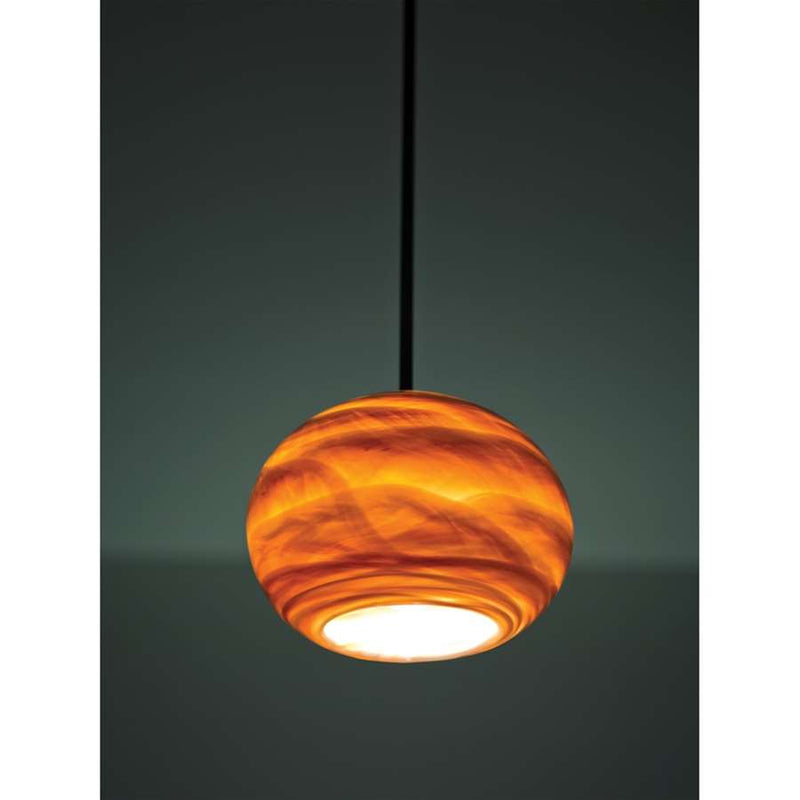 WPT Design Rose 45in 1-Light Pendant | Art Glass Amber and Bronze | Kitchen Island & Dining Room | 45 x 8 x 8 in | Model ROSE-GL-AM-BZ-45