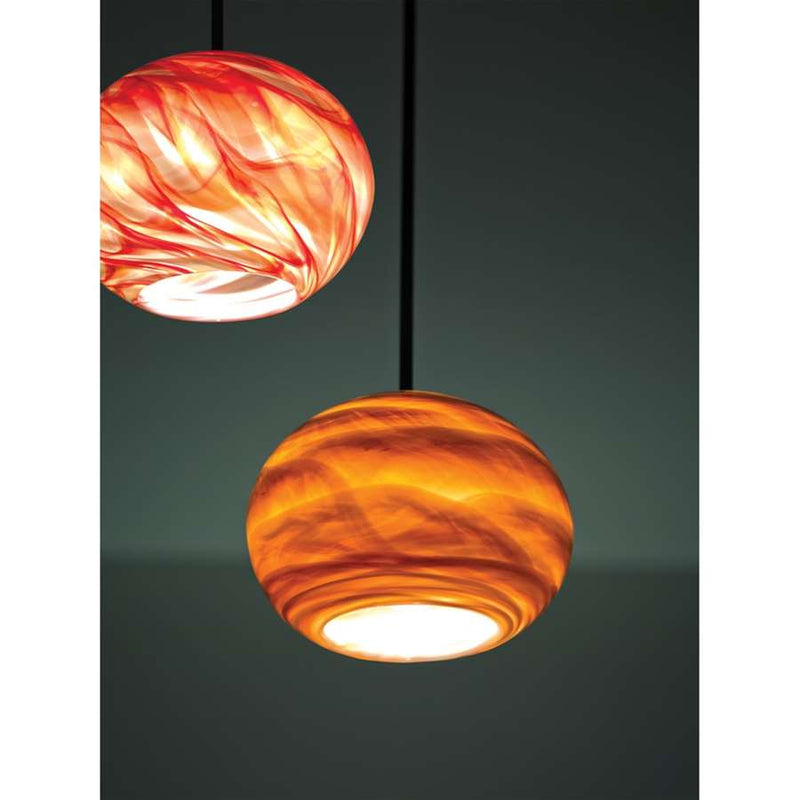 WPT Design Rose 45in 1-Light Pendant | Bronze and Red Hot Glass | Kitchen Island & Dining Room | 8 x 45 x 8 in | Model ROSE-GL-RH-BZ-45