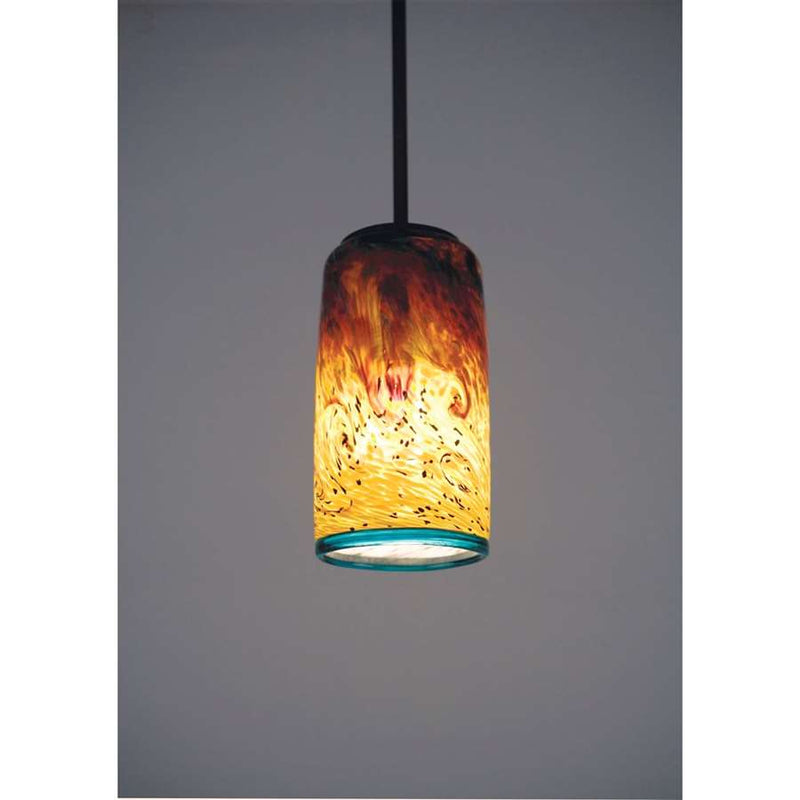 WPT Design Whitney 33in 1-Light Pendant | Bronze and Amber Art Glass | Kitchen Island & Dining Room | 33 x 4 x 8 in | Model WC-BZ-PEND-TALL-33