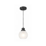 AFX Abrya 6in 1-Light Pendant | Transitional Black Steel and Frosted White Glass | Kitchen Island & Dining Room | Model ABYP06MBBKFG