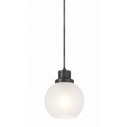 AFX Abrya 6in 1-Light Pendant | Transitional Black Steel and Frosted White Glass | Kitchen Island & Dining Room | Model ABYP06MBBKFG