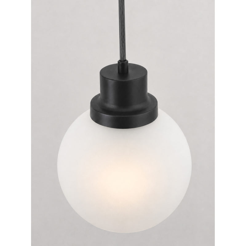 AFX Abrya 6in 1-Light Pendant | Transitional Black Steel and Frosted White Glass | Kitchen Island & Dining Room | Model ABYP06MBBKFG