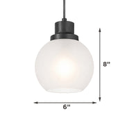 AFX Abrya 6in 1-Light Pendant | Transitional Black Steel and Frosted White Glass | Kitchen Island & Dining Room | Model ABYP06MBBKFG