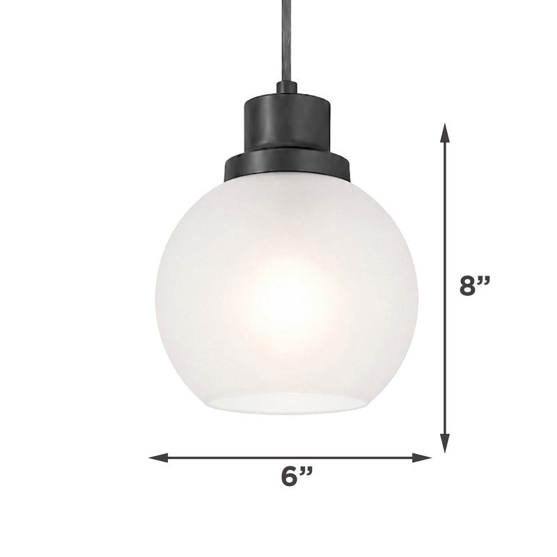 AFX Abrya 6in 1-Light Pendant | Transitional Black Steel and Frosted White Glass | Kitchen Island & Dining Room | Model ABYP06MBBKFG