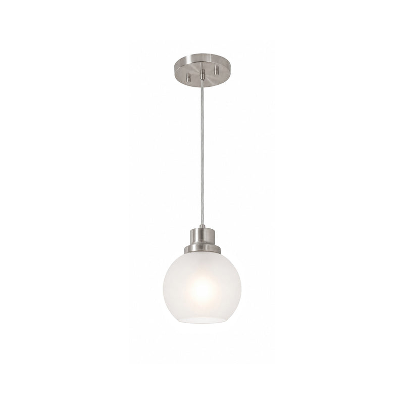AFX Abrya 6in 1-Light Pendant | Transitional Brushed Nickel Steel and Frosted White Glass | Kitchen Island & Dining Room | Model ABYP06MBBNFG
