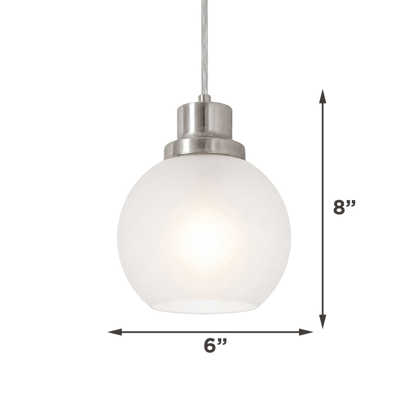 AFX Abrya 6in 1-Light Pendant | Transitional Brushed Nickel Steel and Frosted White Glass | Kitchen Island & Dining Room | Model ABYP06MBBNFG