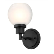 AFX Abrya 10in 1-Light Wall Sconce | Transitional Black and Frosted White Glass | Hallway & Foyer | 5.91 x 7.87 x 10 in | Model ABYS0610MBBKFG
