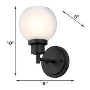 AFX Abrya 10in 1-Light Wall Sconce | Transitional Black and Frosted White Glass | Hallway & Foyer | 5.91 x 7.87 x 10 in | Model ABYS0610MBBKFG