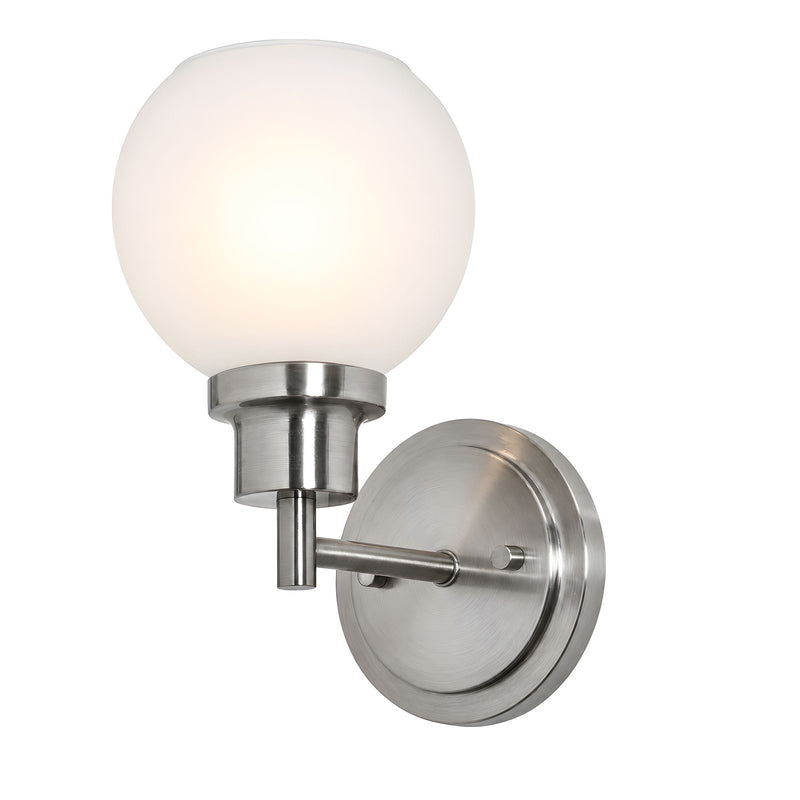 AFX Abrya 10in 1-Light Wall Sconce | Transitional Brushed Nickel and Frosted White Glass | Hallway & Foyer | Model ABYS0610MBBNFG