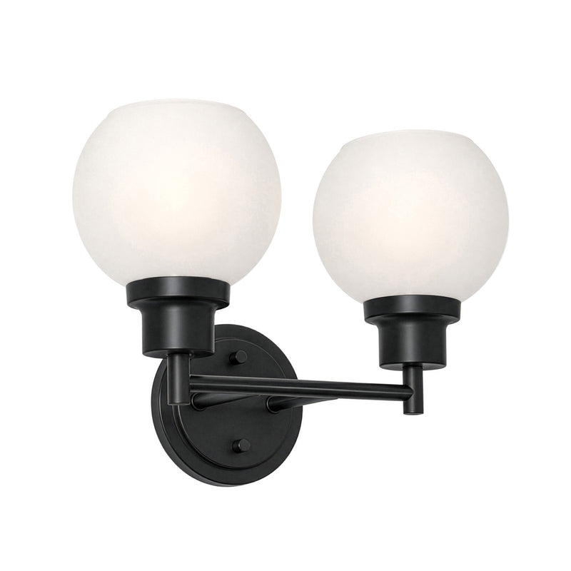AFX Abrya 14in 2-Light Vanity Light | Transitional Black Steel and Frosted White Glass | Bathroom & Powder Room | Model ABYV1310MBBKFG