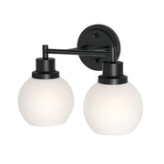AFX Abrya 14in 2-Light Vanity Light | Transitional Black Steel and Frosted White Glass | Bathroom & Powder Room | Model ABYV1310MBBKFG