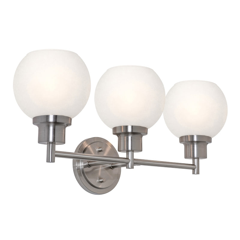AFX Abrya 21in 3-Light Vanity Light | Transitional Brushed Nickel and Frosted White Glass | Bathroom & Powder Room | Model ABYV2110MBBNFG