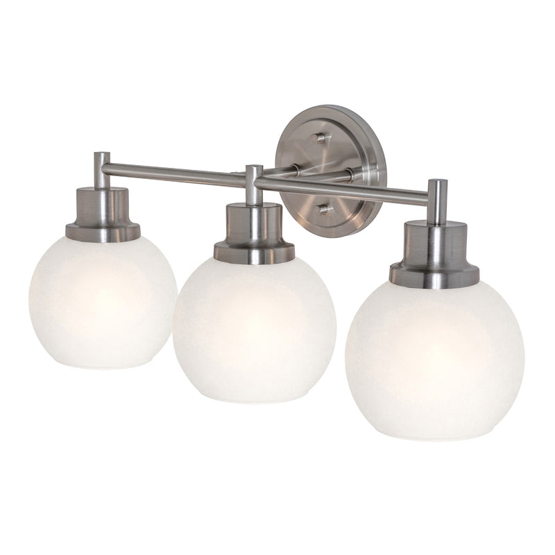 AFX Abrya 21in 3-Light Vanity Light | Transitional Brushed Nickel and Frosted White Glass | Bathroom & Powder Room | Model ABYV2110MBBNFG