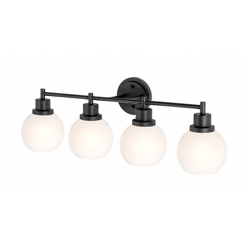 AFX Abrya 29in 4-Light Vanity Light | Transitional Black and Frosted White Glass | Bathroom & Powder Room | Model ABYV2910MBBKFG