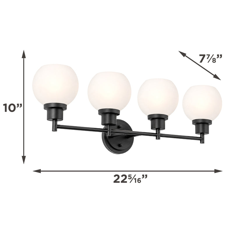 AFX Abrya 29in 4-Light Vanity Light | Transitional Black and Frosted White Glass | Bathroom & Powder Room | Model ABYV2910MBBKFG