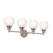 AFX Abrya 29in 4-Light Vanity Light | Transitional Brushed Nickel and Frosted White Glass | Bathroom & Powder Room | Model ABYV2910MBBNFG