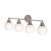 AFX Abrya 29in 4-Light Vanity Light | Transitional Brushed Nickel and Frosted White Glass | Bathroom & Powder Room | Model ABYV2910MBBNFG