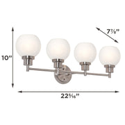AFX Abrya 29in 4-Light Vanity Light | Transitional Brushed Nickel and Frosted White Glass | Bathroom & Powder Room | Model ABYV2910MBBNFG