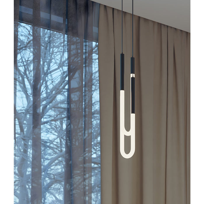 AFX Lighting Adel 2 Light LED Pendant, Black/White