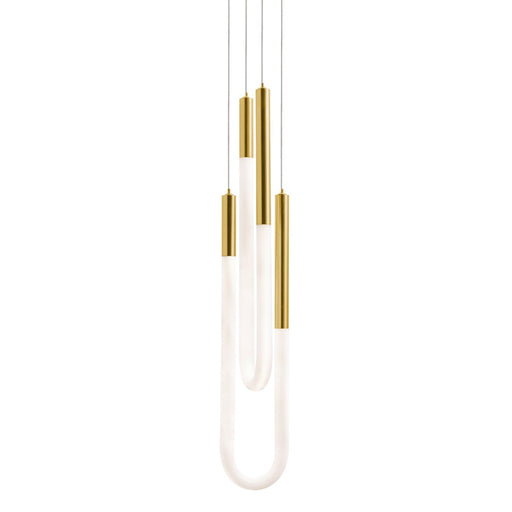 AFX Lighting Adel 2 Light LED Pendant, Brass/White