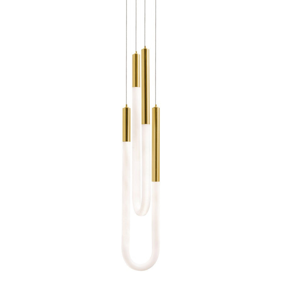 AFX Lighting Adel 2 Light LED Pendant, Brass/White