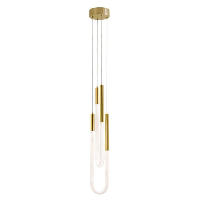 AFX Lighting Adel 2 Light LED Pendant, Brass/White