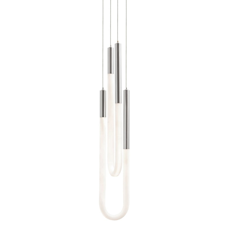 AFX Lighting Adel 2 Light LED Pendant, Satin Nickel/White