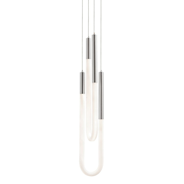 AFX Lighting Adel 2 Light LED Pendant, Satin Nickel/White