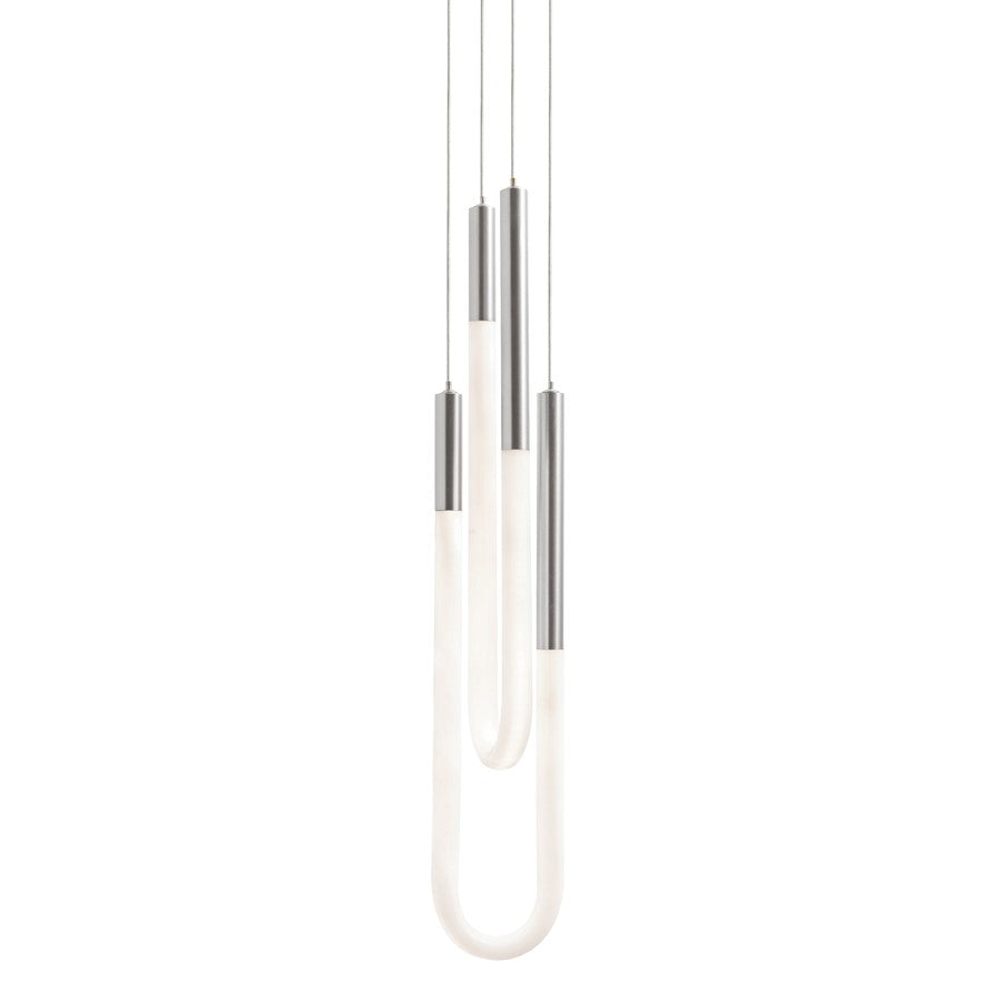 AFX Lighting Adel 2 Light LED Pendant, Satin Nickel/White