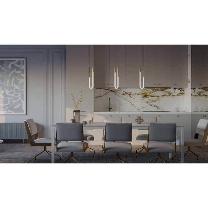 AFX Lighting Adel 1 Light LED Pendant, Light Antique Brass/White